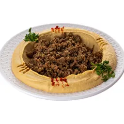 Smooth Hummus with Tahini and Meat
